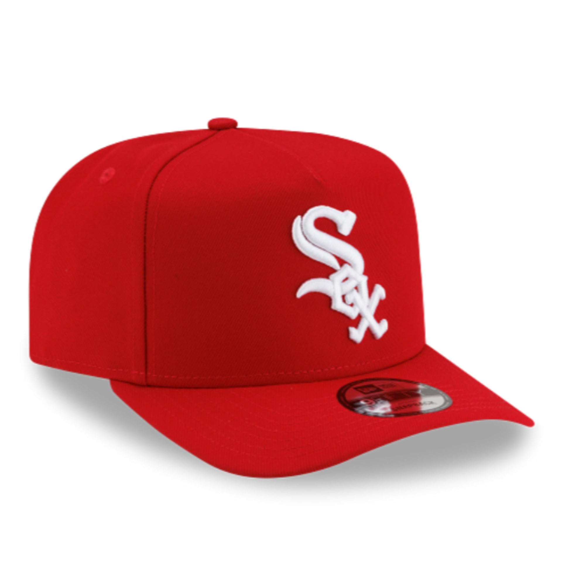 New Era Chicago White Sox 9FIFTY A-Frame Curved Snapback Hat - Red front right angle view