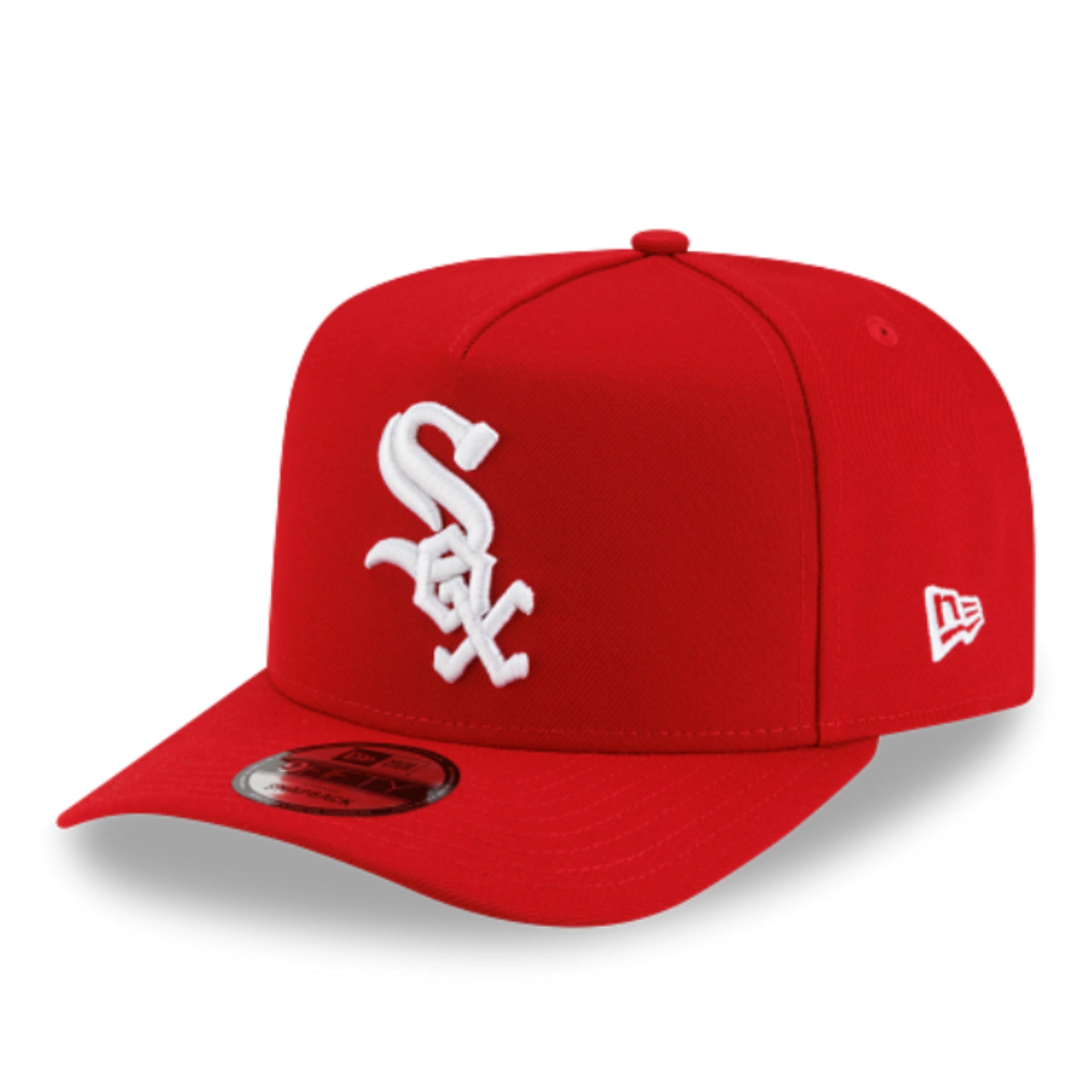 New Era Chicago White Sox 9FIFTY A-Frame Curved Snapback Hat - Red front left angle view