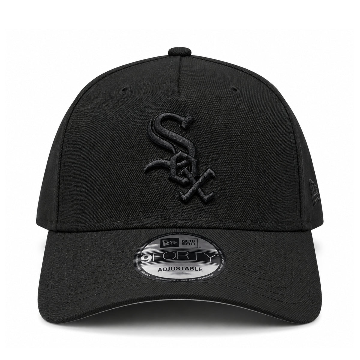 New Era Chicago White Sox Black on Black 9FORTY A-Frame Snapback Hat front view