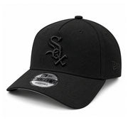 New Era Chicago White Sox Black on Black 9FORTY A-Frame Snapback Hat front angled view