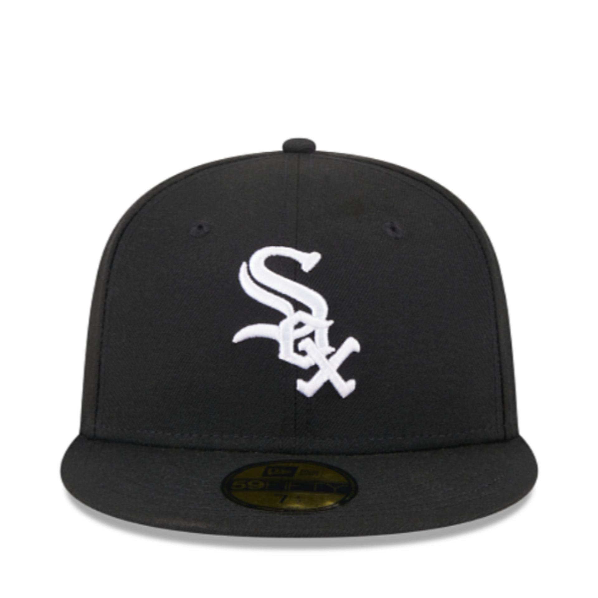 New Era Chicago White Sox Authentic Black White 59FIFTY Fitted Hat front view