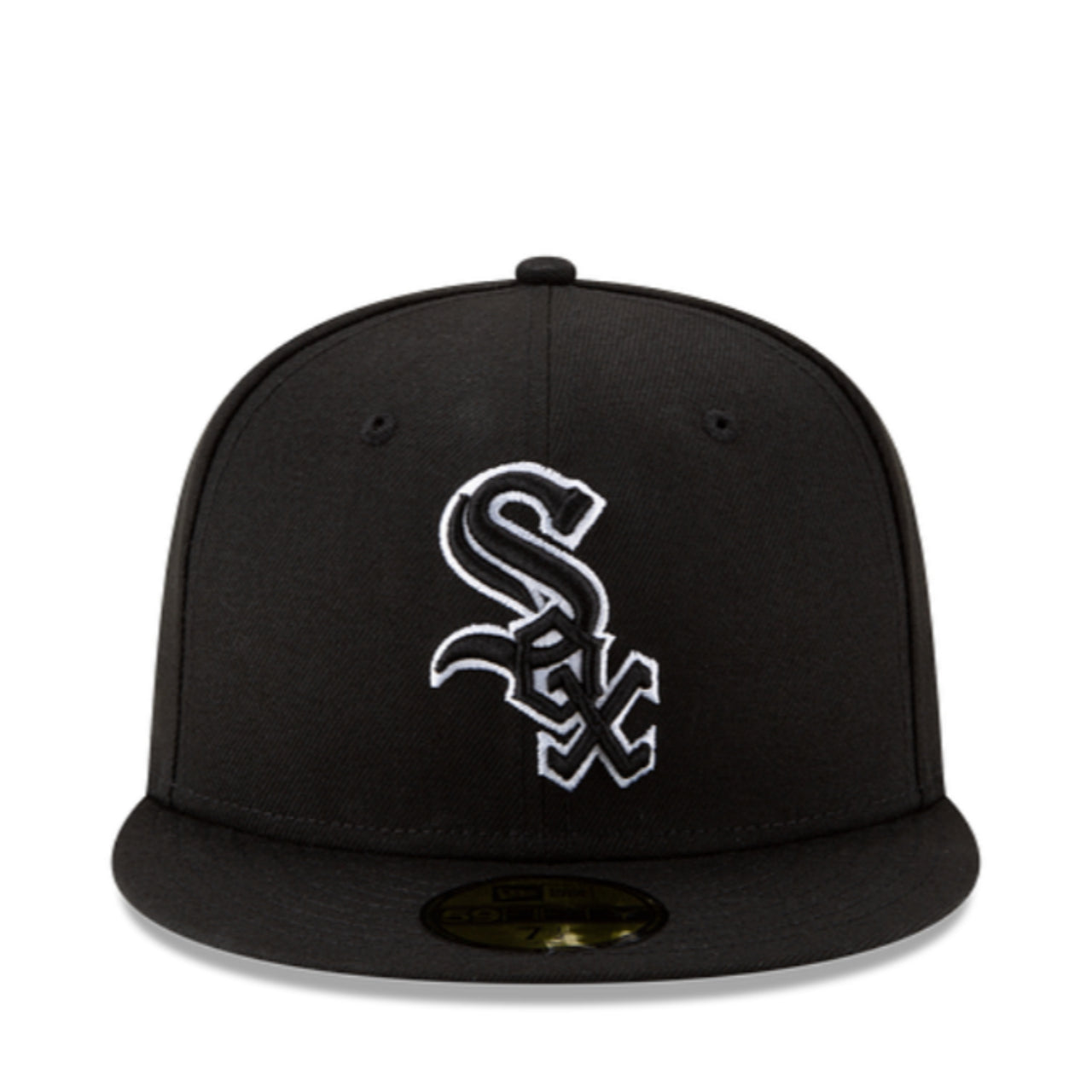 New Era Chicago White Sox Black White Outlined 59FIFTY Fitted Hat front view