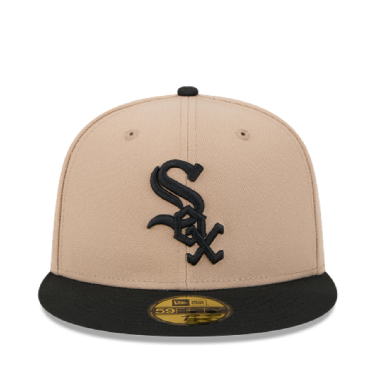 New Era Chicago White Sox 59FIFTY Fitted Hat - Camel/Black 2 tone front view