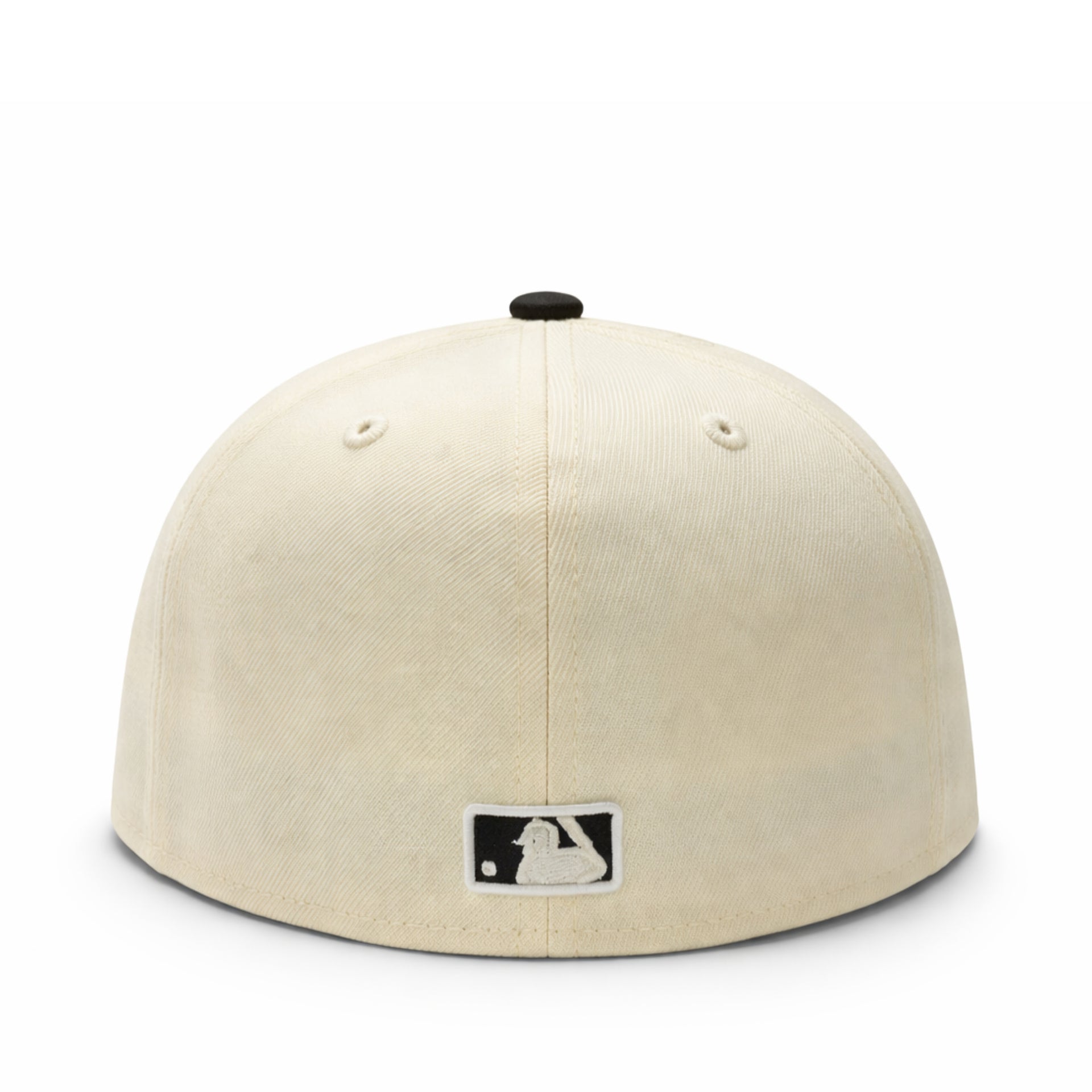 Beige baseball cap with a logo on a white background