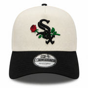 New Era Chicago White Sox Rose Collection 9FORTY A-Frame Snapback Hat - Chrome/Black front view