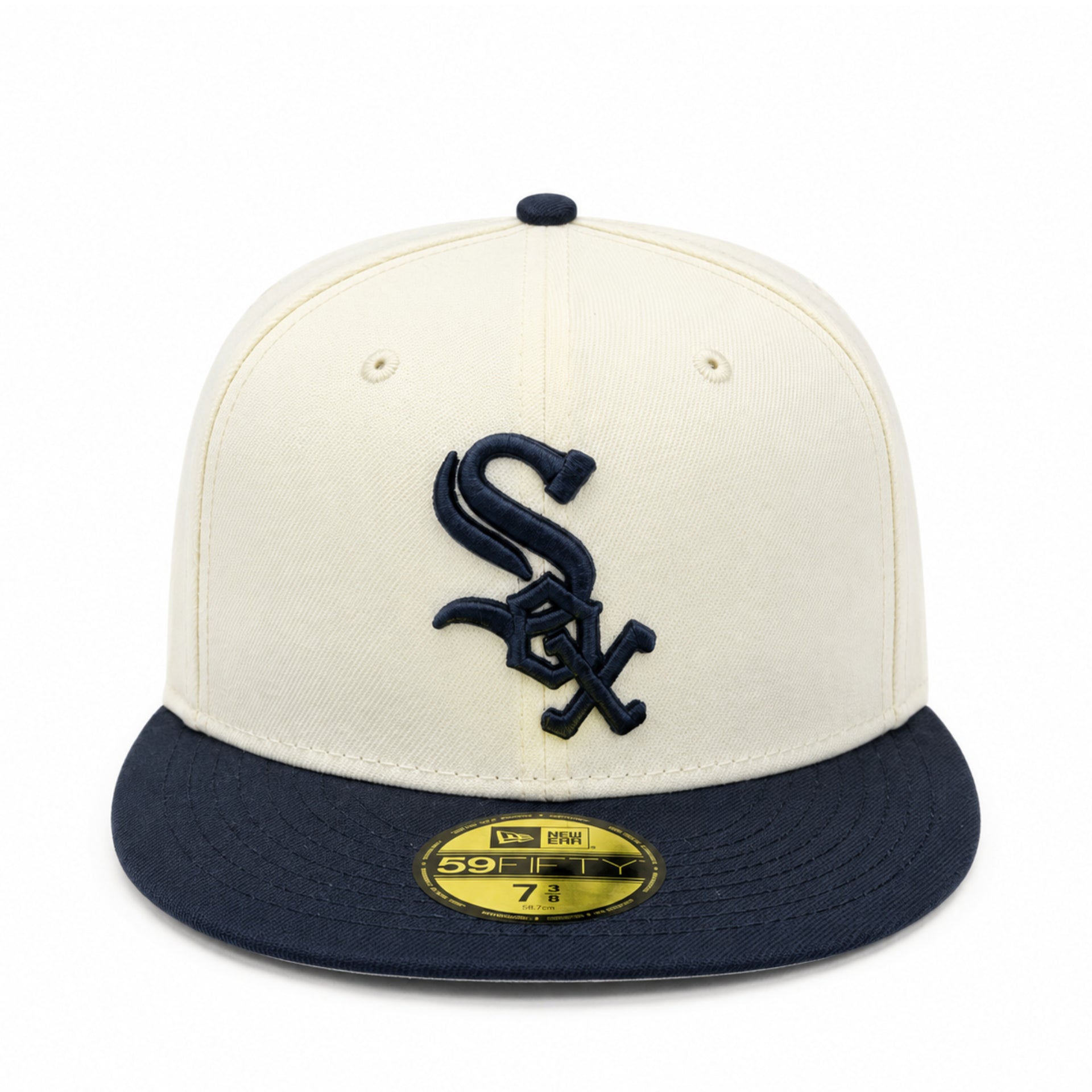 New Era Chicago White Sox 59FIFTY Fitted Hat - Chrome Navy front view