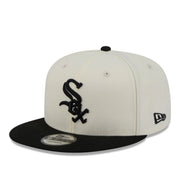 New Era Chicago White Sox Localized 9FIFTY Snapback Hat - Chrome/Black 2 Tone front left view