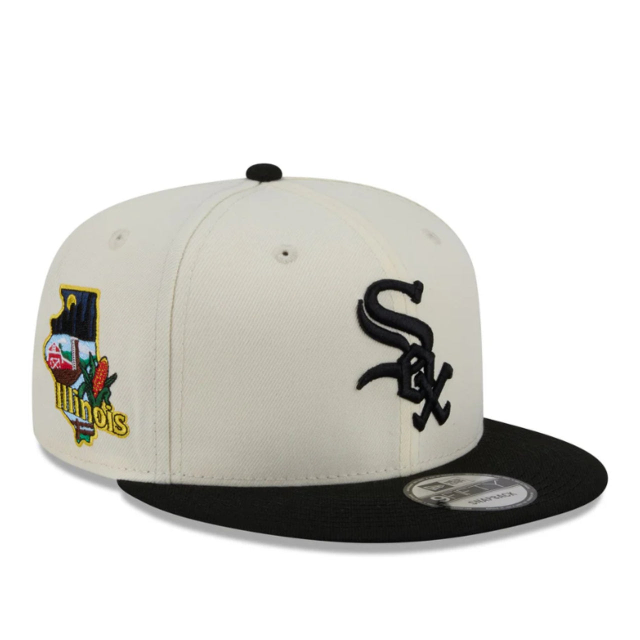 New Era Chicago White Sox Localized 9FIFTY Snapback Hat - Chrome/Black 2 Tone