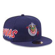 New Era Chivas De Guadalajara Side Script Navy 59FIFTY Fitted Hat front right angle view