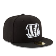 New Era NFL Cincinnati Bengals 59FIFTY Fitted Hat - Black White front right view