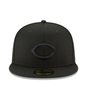 New Era Cincinnati Reds Black on Black 59FIFTY Fitted Hat front view