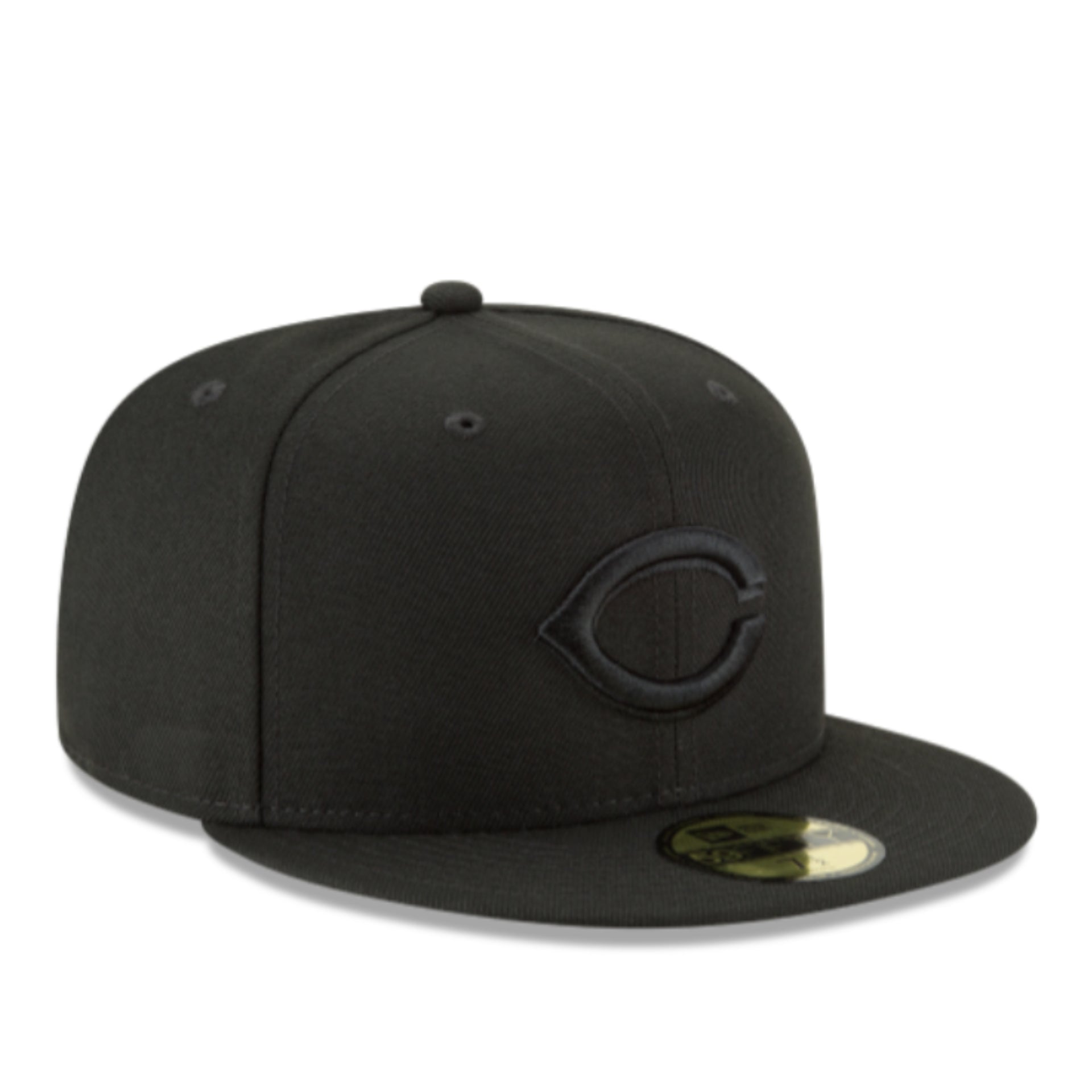 New Era Cincinnati Reds Black on Black 59FIFTY Fitted Hat front right view