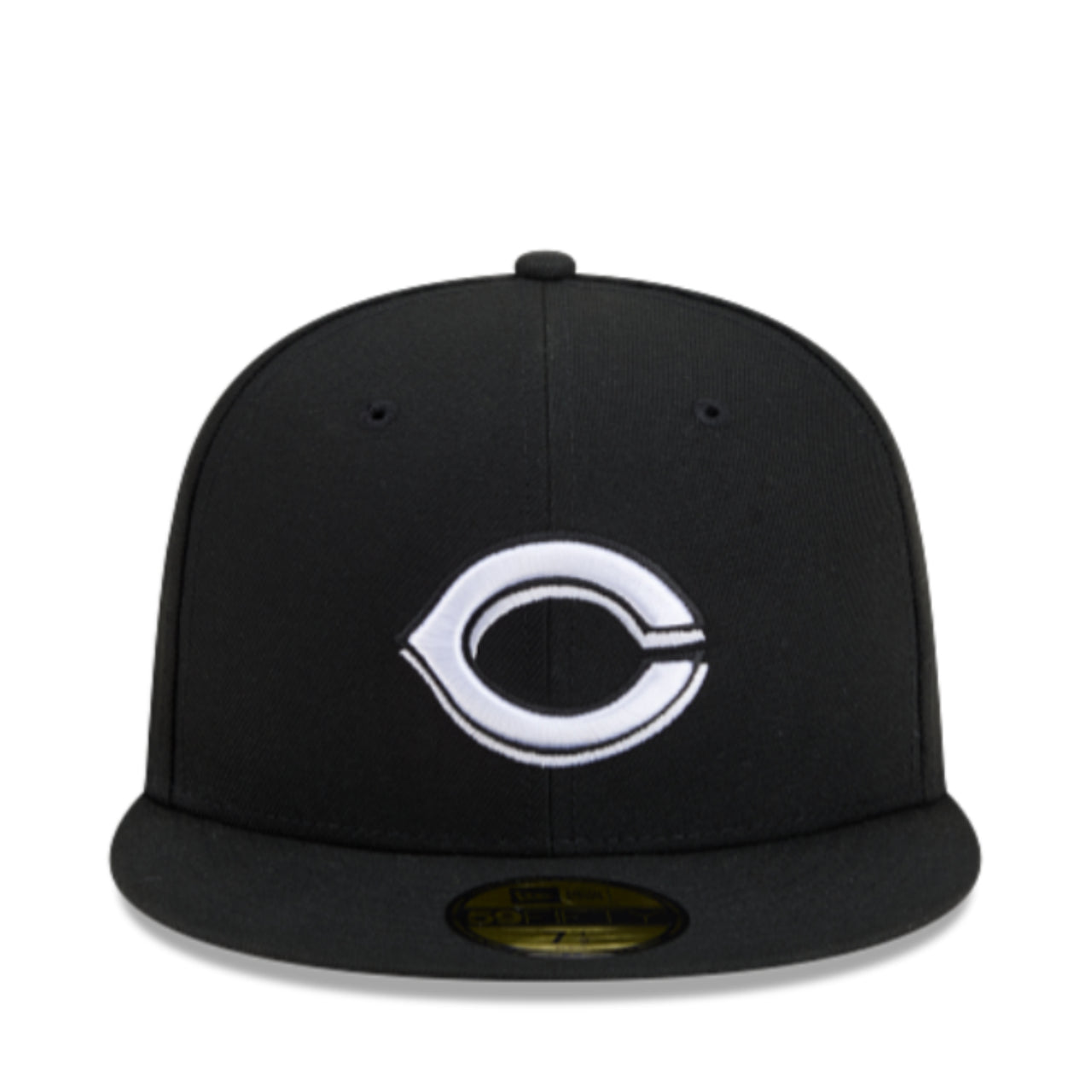 New Era Cincinnati Reds Black White 59FIFTY Fitted Hat front view