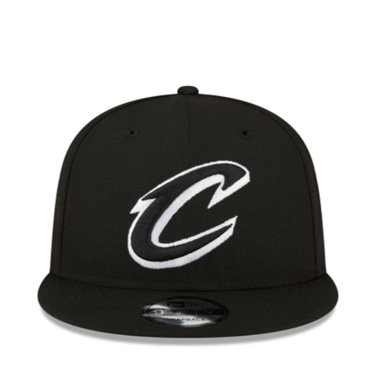 New Era Cleveland Cavaliers Black White 9FIFTY Snapback Hat front view
