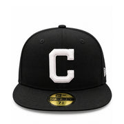 New Era Cleveland Guardians Black White 59FIFTY Fitted Hat front view