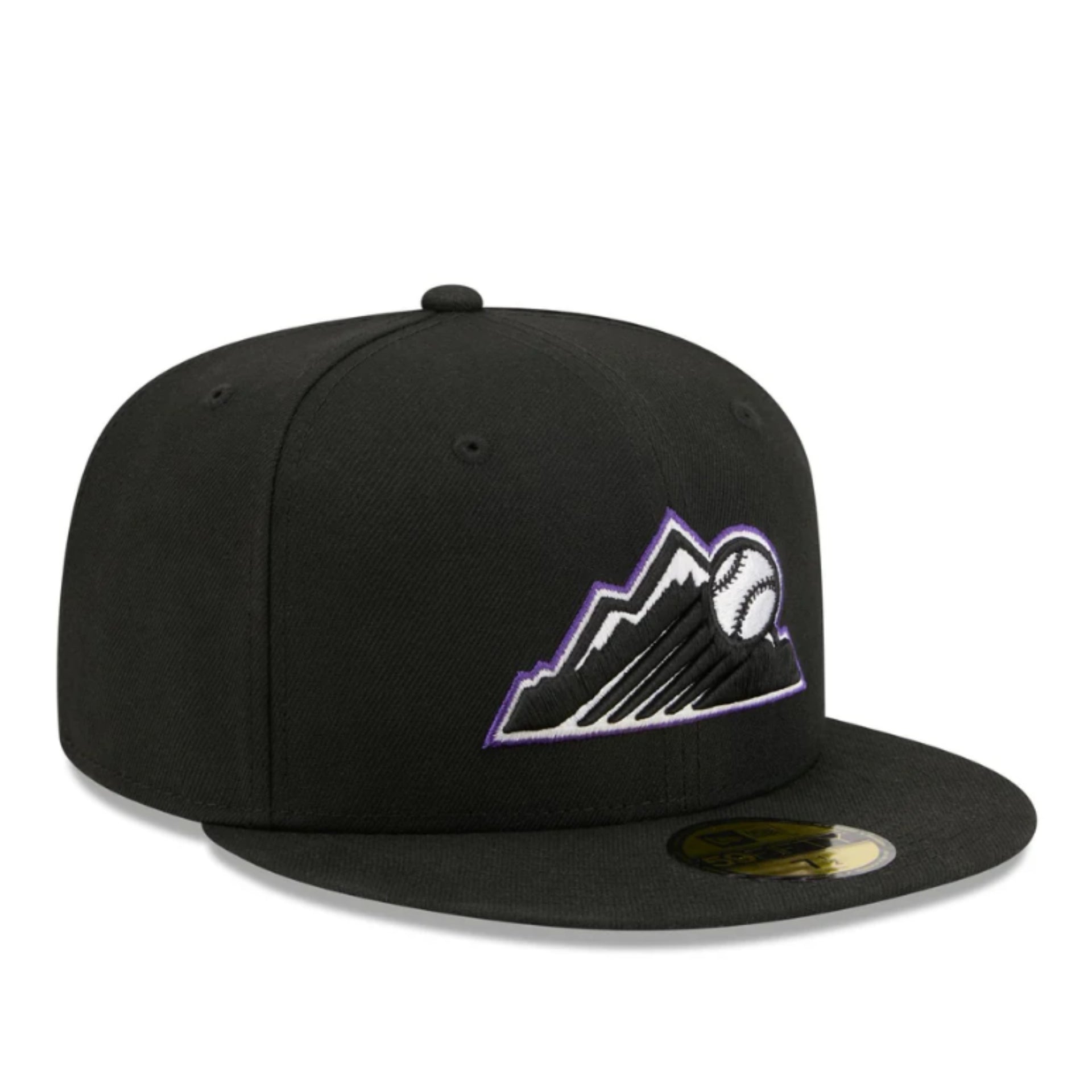New Era Colorado Rockies Black 59FIFTY Fitted Hat front right view