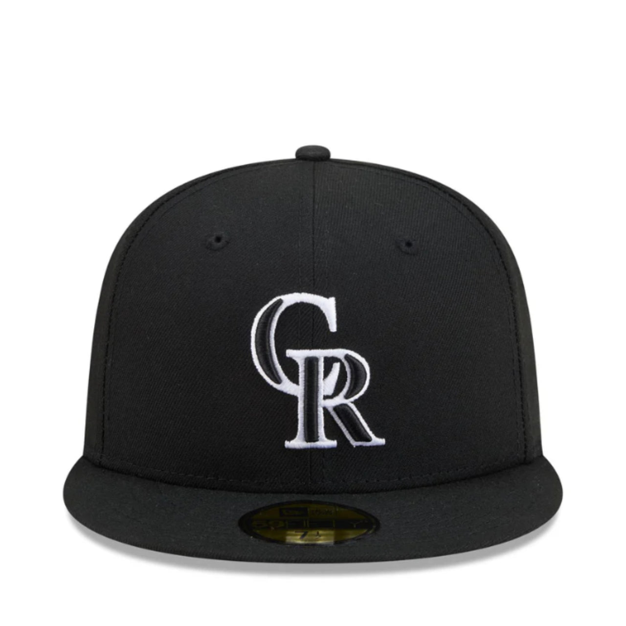 New Era Colorado Rockies Black White 59FIFTY Fitted Hat front view