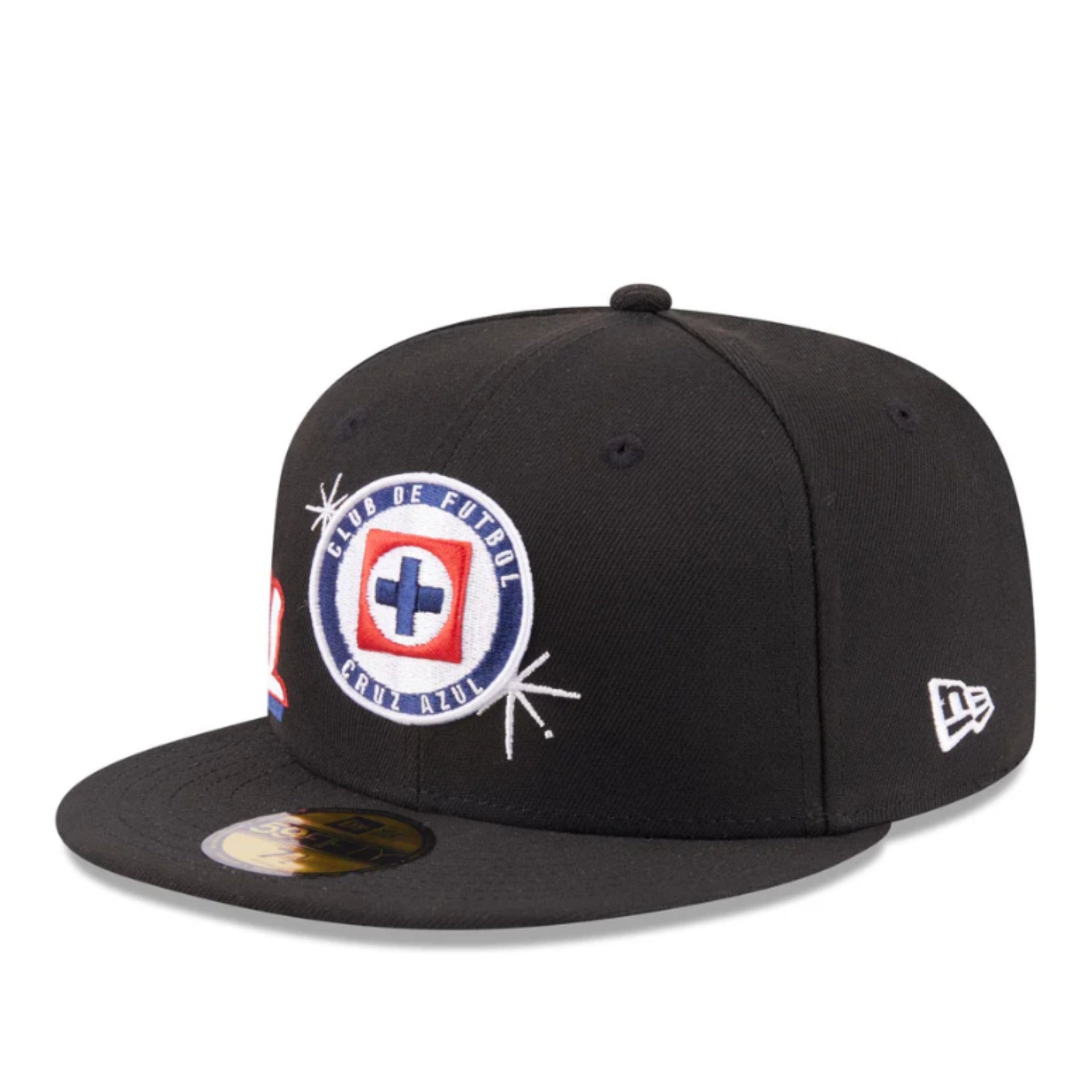 New Era Cruz Azul Side Script Navy 59FIFTY Fitted Hat front left angle view
