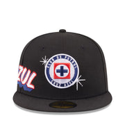 New Era Cruz Azul Side Script Navy 59FIFTY Fitted Hat front view