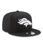New Era Denver Broncos Black White 9FIFTY Snapback Hat front right view