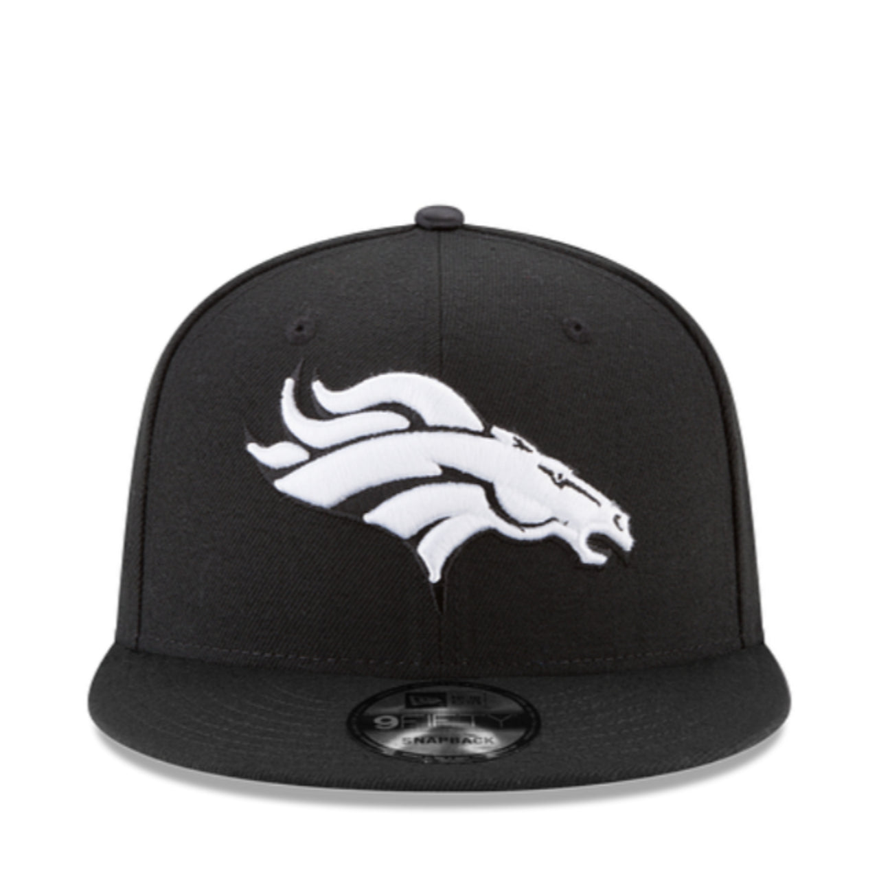 New Era Denver Broncos Black White 9FIFTY Snapback Hat front view