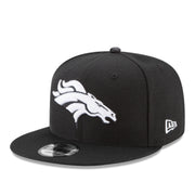 New Era Denver Broncos Black White 9FIFTY Snapback Hat front angle view