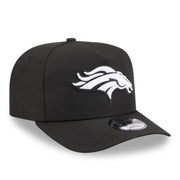 New Era Denver Broncos A-Frame Curved Black White Snapback Hat front angle view