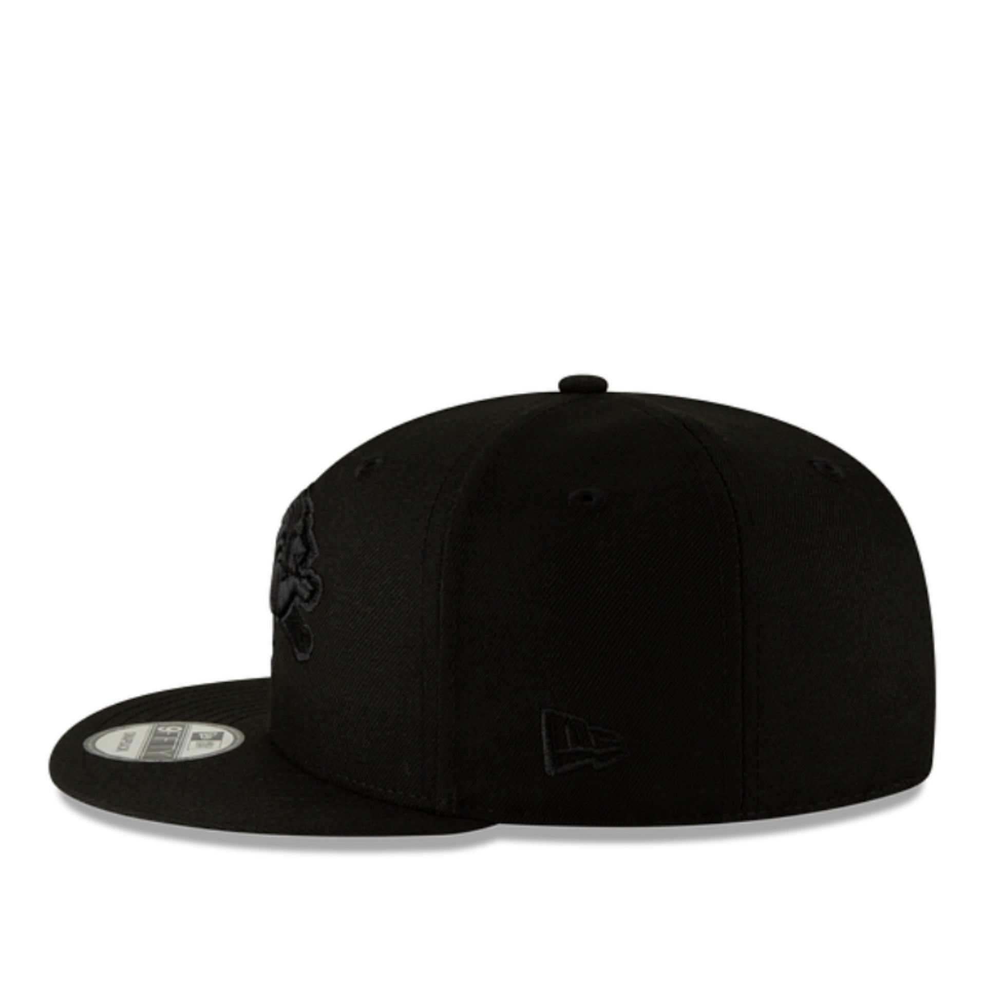 New Era Detroit Lions Black on Black 9FIFTY Snapback Hat side view