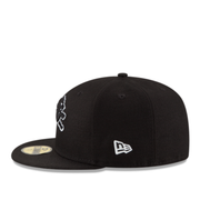 New Era Detroit Lions Black White Outline 59FIFTY Fitted Hat left side view