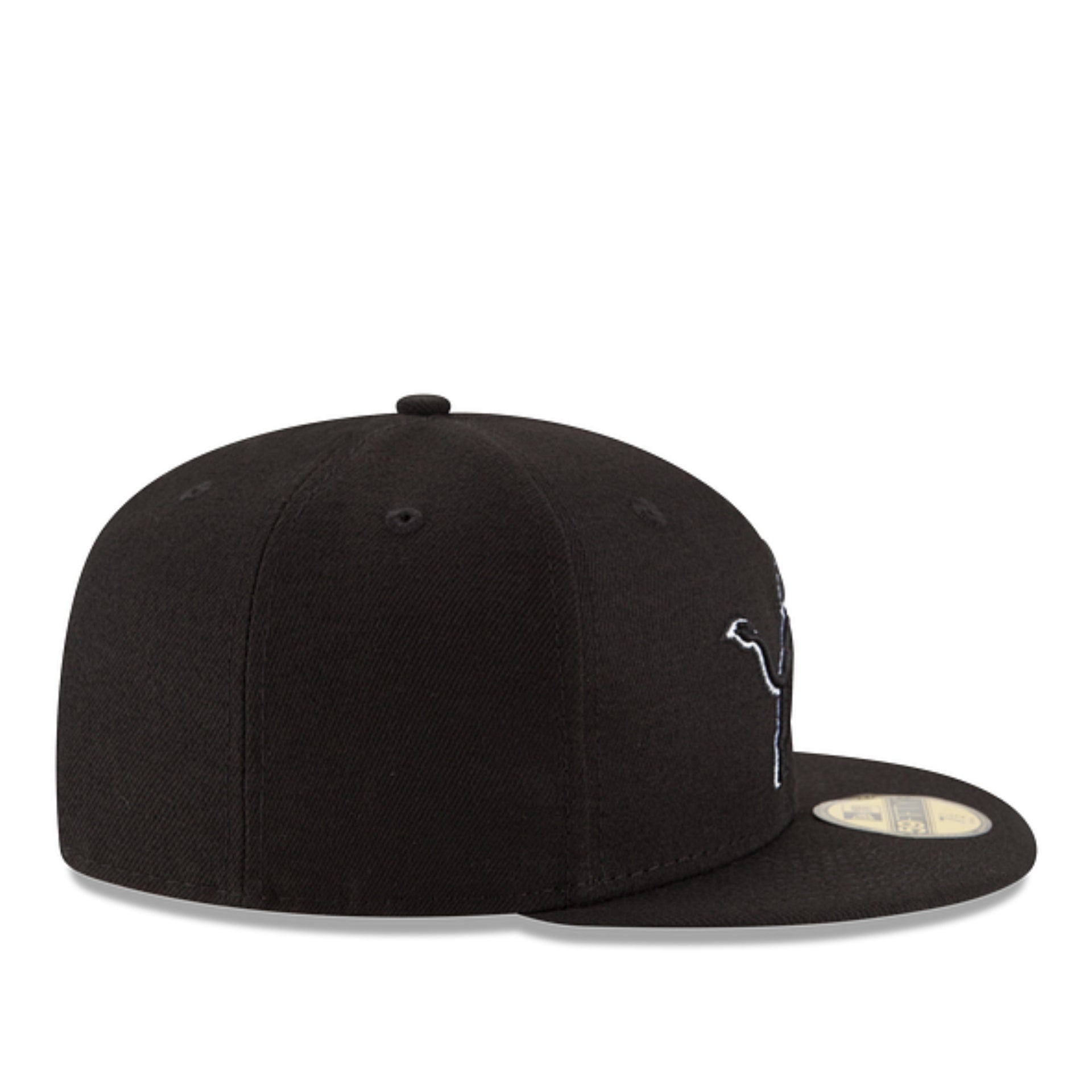 New Era Detroit Lions Black White Outline 59FIFTY Fitted Hat right side view