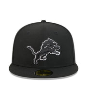 New Era Detroit Lions 75th Anniversary Black 59FIFTY Fitted Hat front view