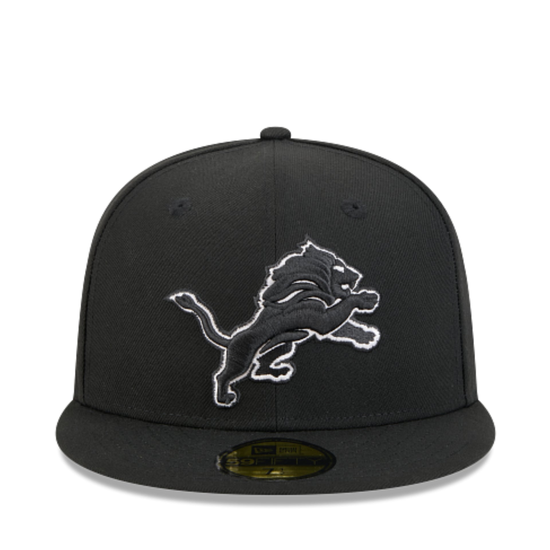 New Era Detroit Lions 75th Anniversary Black 59FIFTY Fitted Hat front view