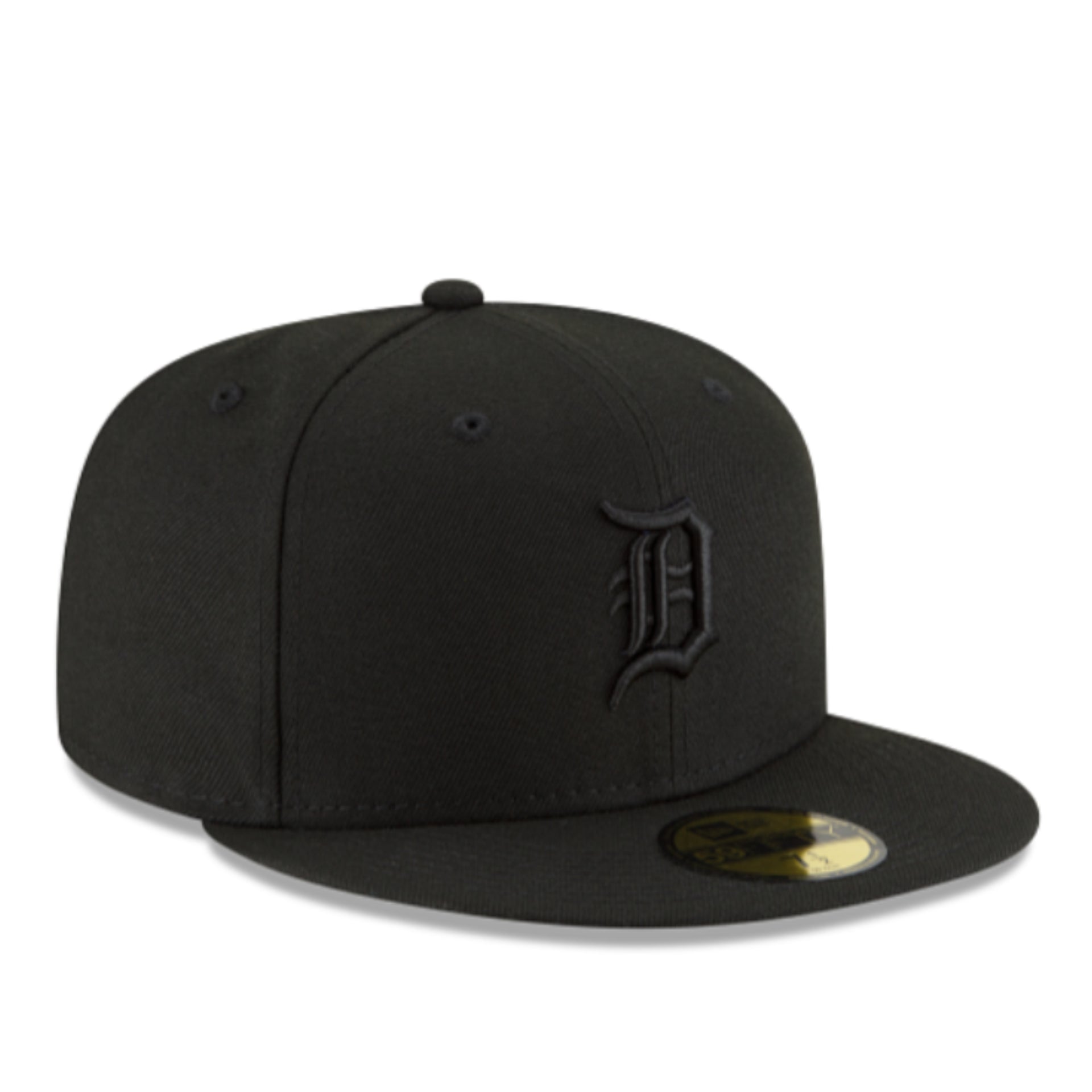 New Era Detroit Tigers Black on Black 59FIFTY Fitted Hat front right view