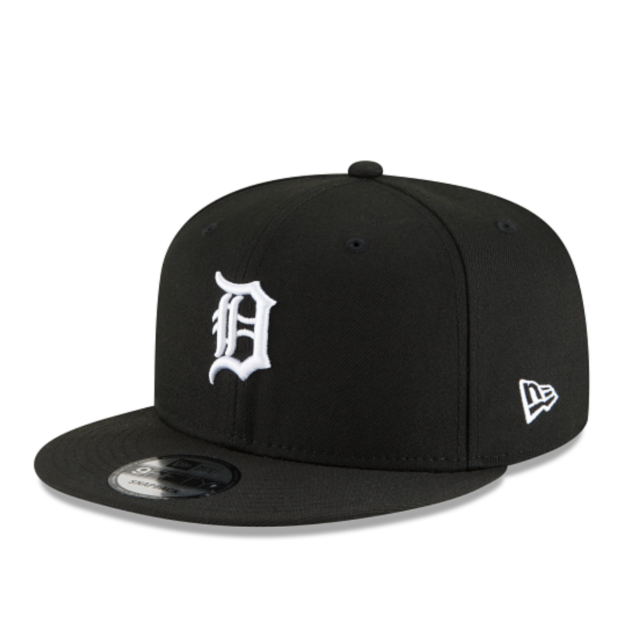 New Era Detroit Tigers Black White 9FIFTY Snapback Hat front left view