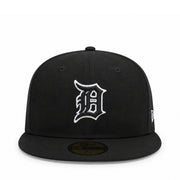 New Era Detroit Tigers Black White Outline 59FIFTY Fitted Hat Front View