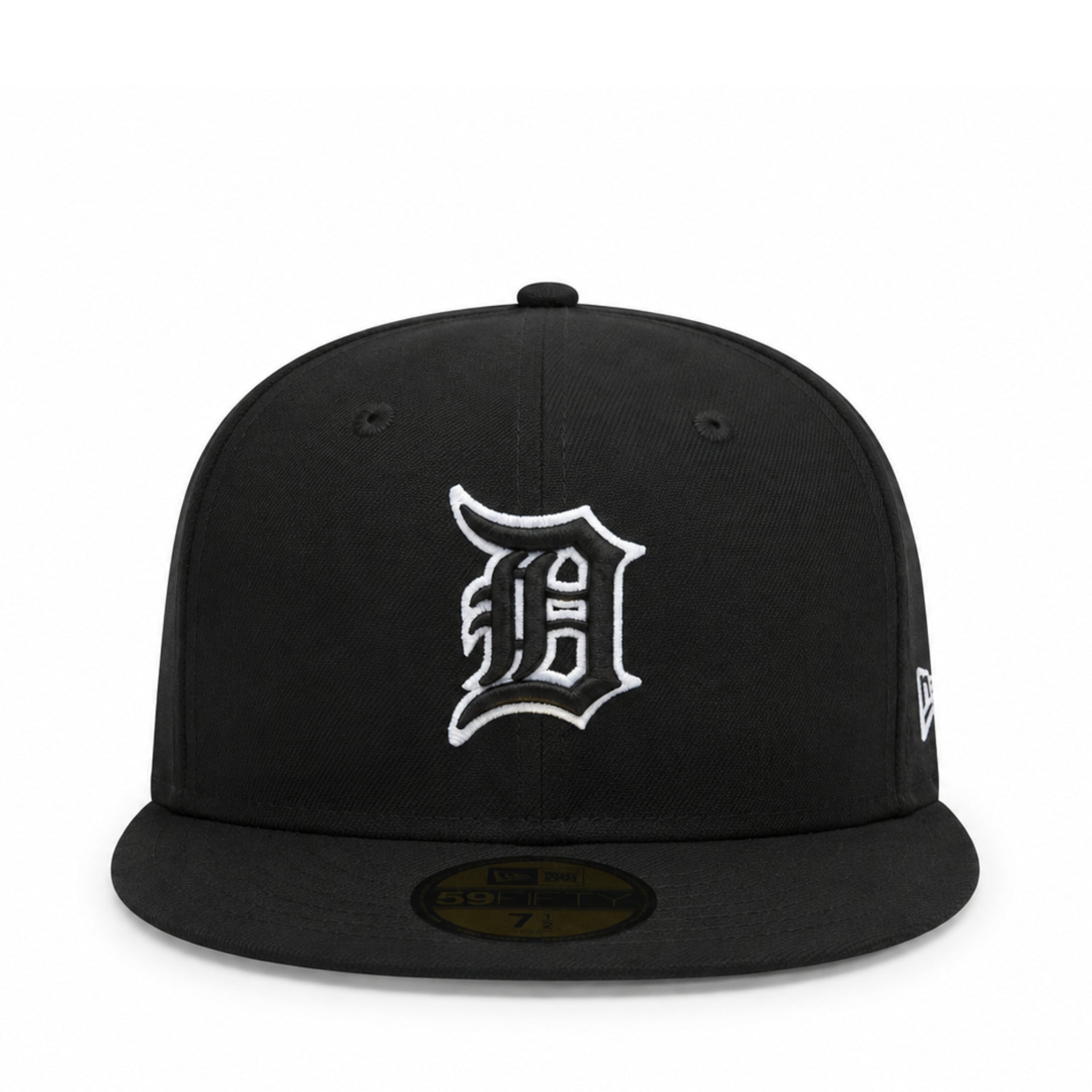 New Era Detroit Tigers Black White Outline 59FIFTY Fitted Hat Front View