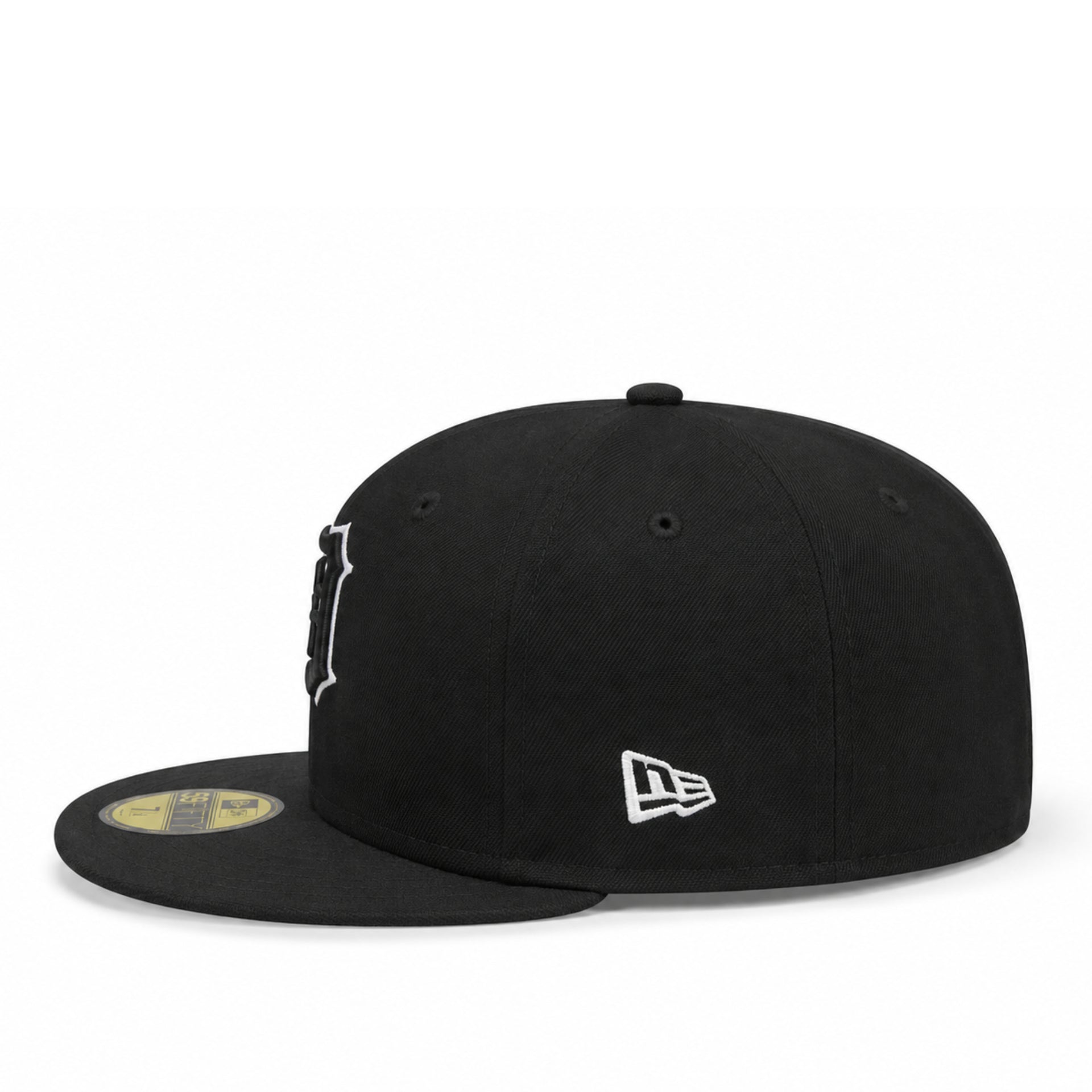 New Era Detroit Tigers Black White Outline 59FIFTY Fitted Hat Side View
