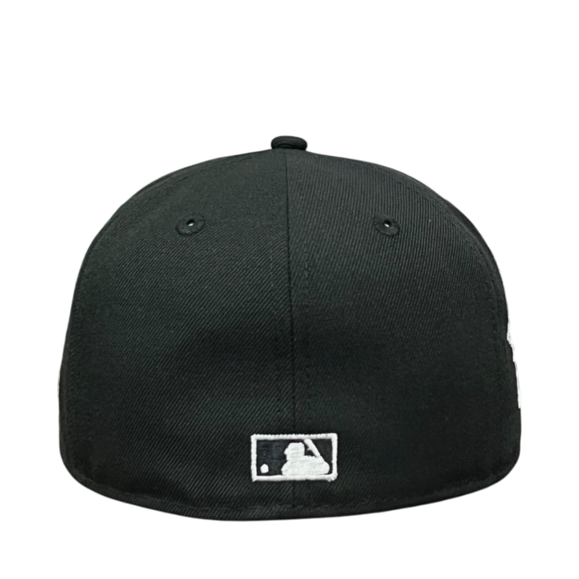 back of Detroit Tigers Black White Outline 59FIFTY Fitted Hat