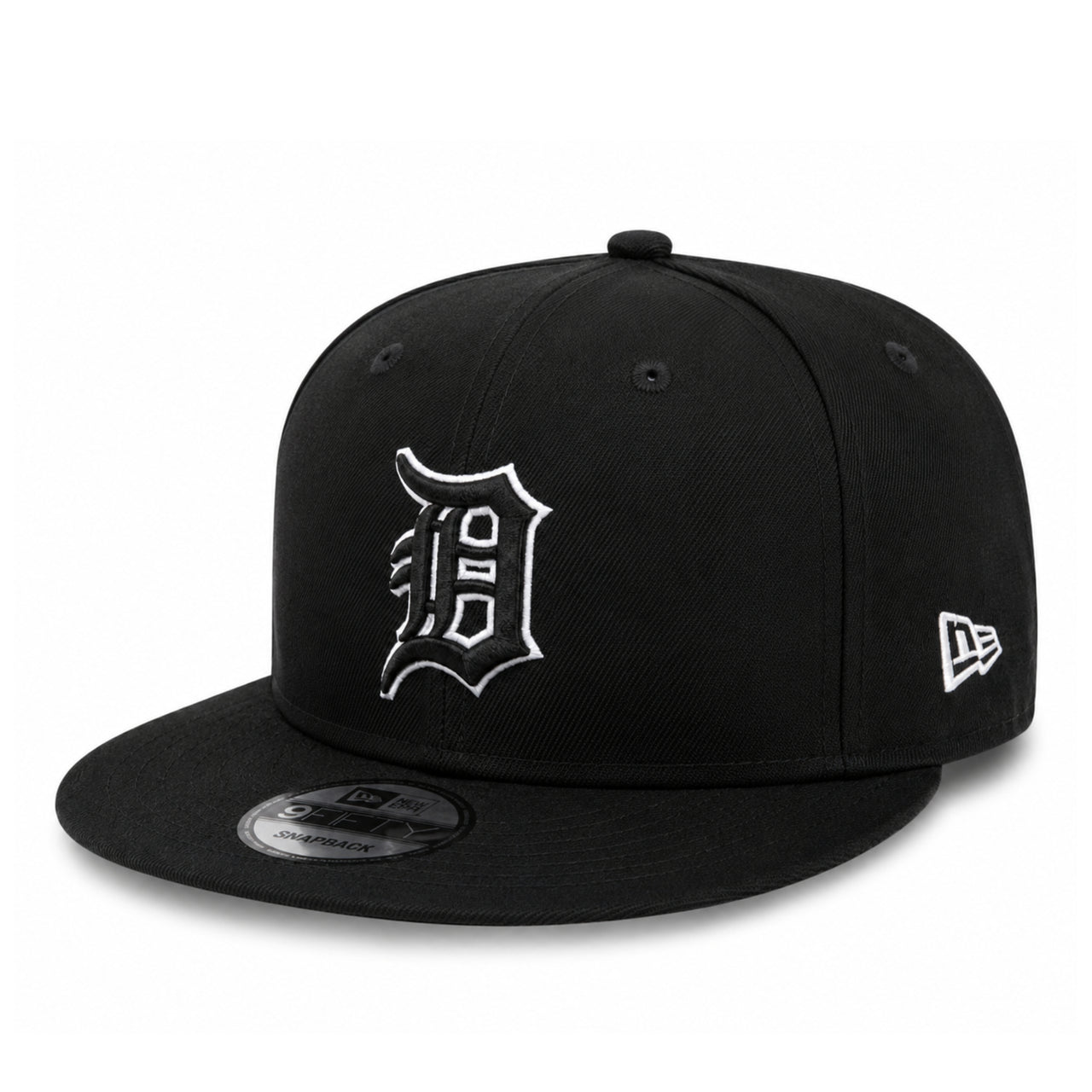 New Era Detroit Tigers Black White Outline 9FIFTY Snapback Hat front side view