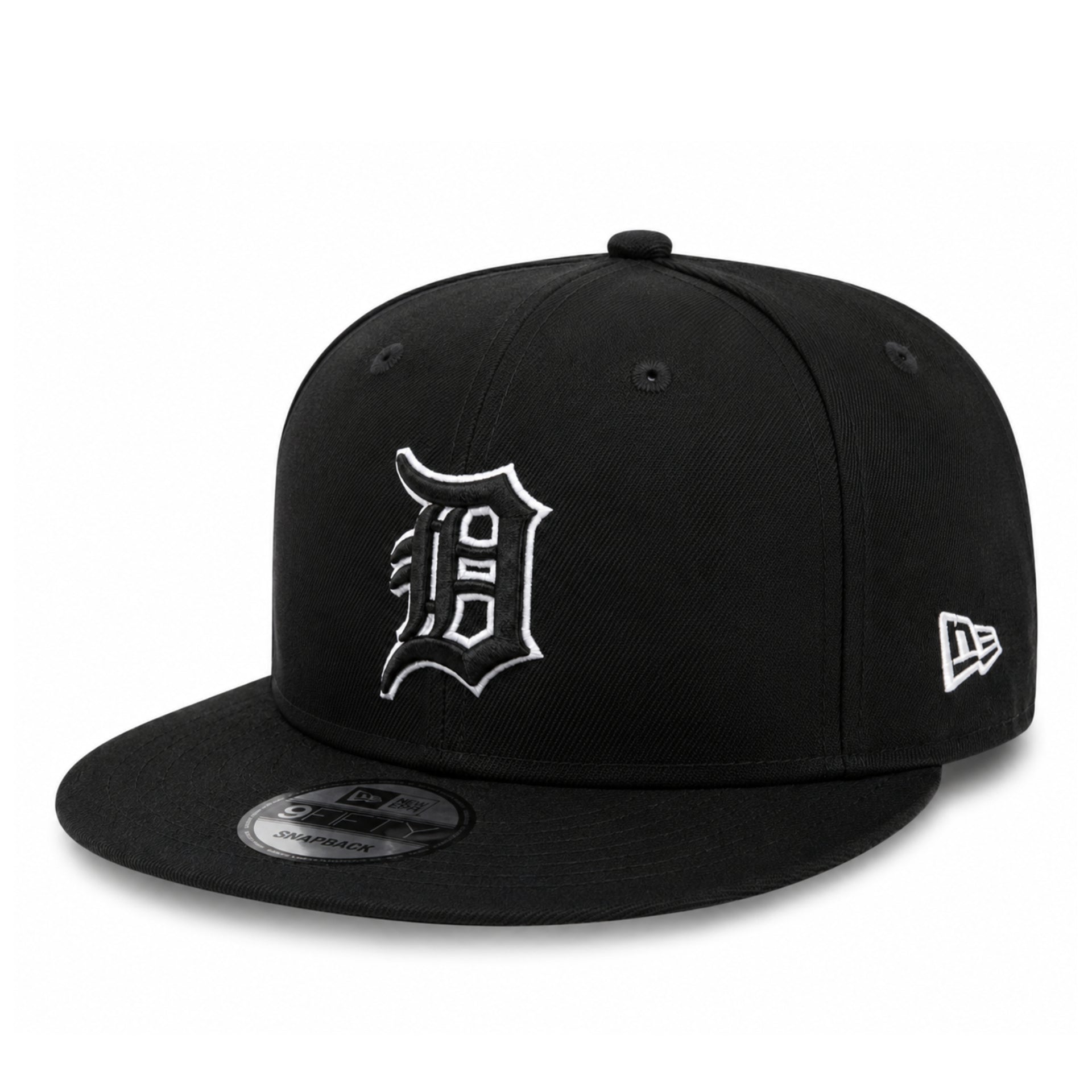 New Era Detroit Tigers Black White Outline 9FIFTY Snapback Hat front side view