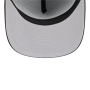 New Era Los Angeles Dodgers black on black 9FIFTY A-Frame snapback hat under visor view in gray