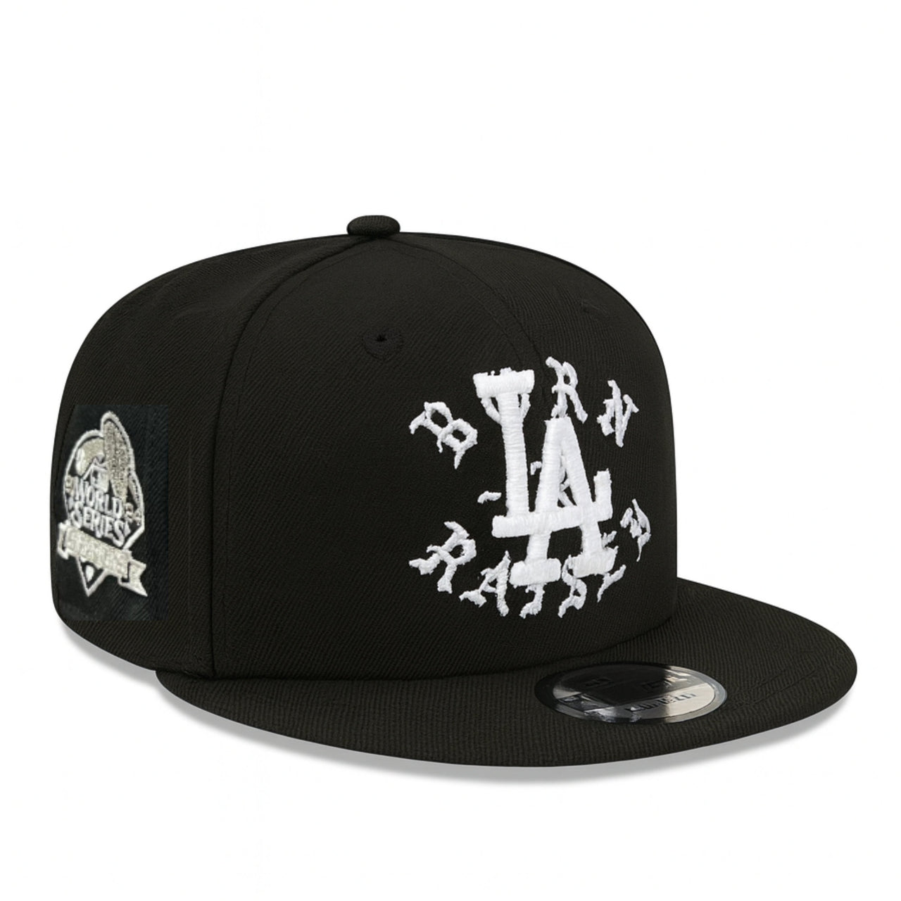 New Era Los Angeles Dodgers Born x Raised 2024 World Series Champions Black 9FIFTY Snapback Hat Front View