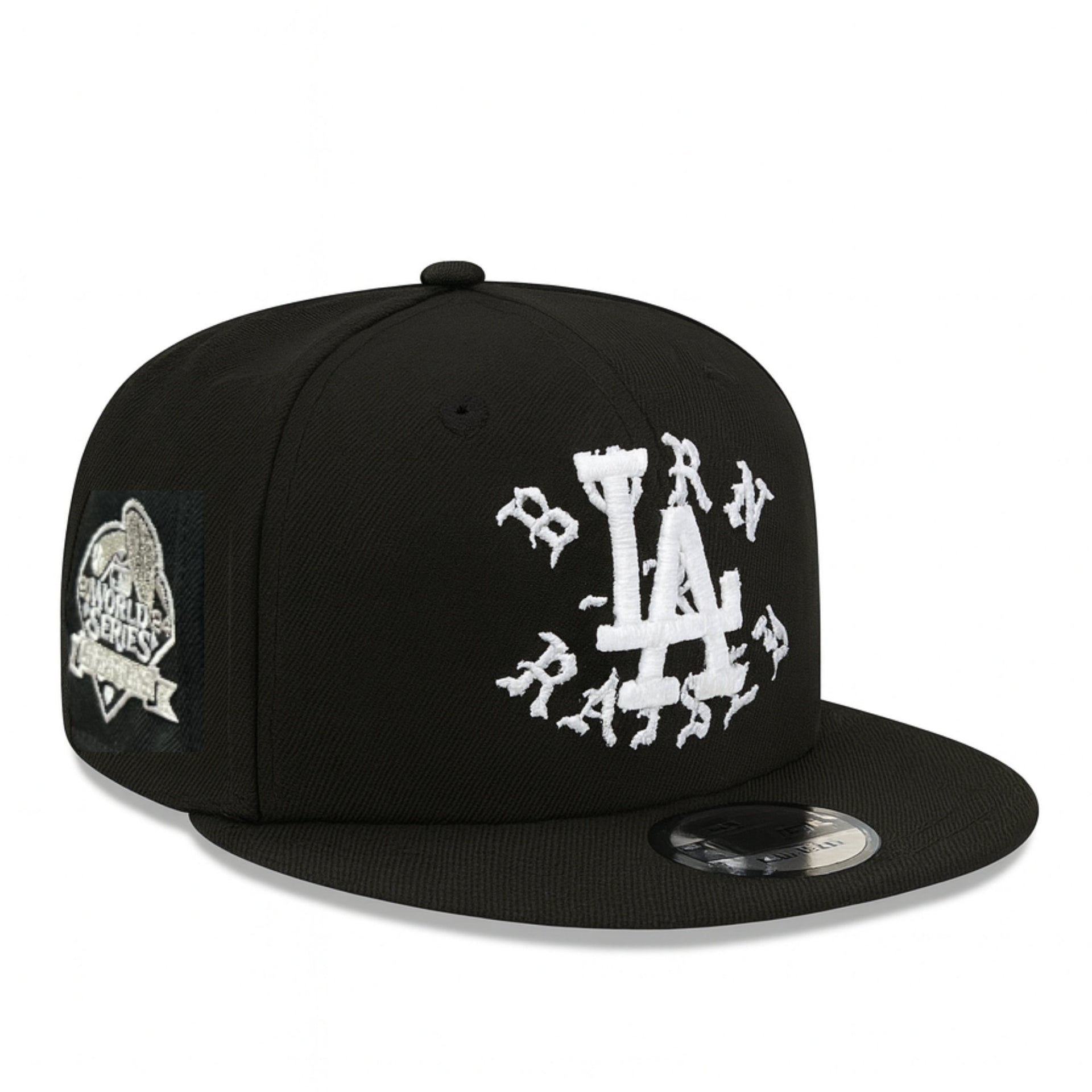 New Era Los Angeles Dodgers Born x Raised 2024 World Series Champions Black 9FIFTY Snapback Hat Front View