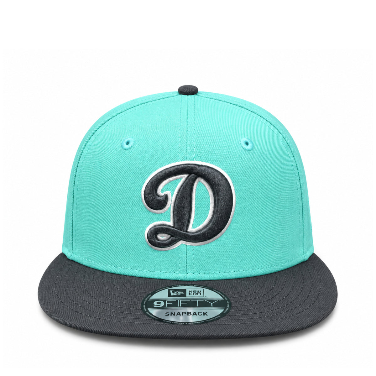 New Era Los Angeles Dodgers D Logo Turquoise/Charcoal 9FIFTY Snapback Hat front view