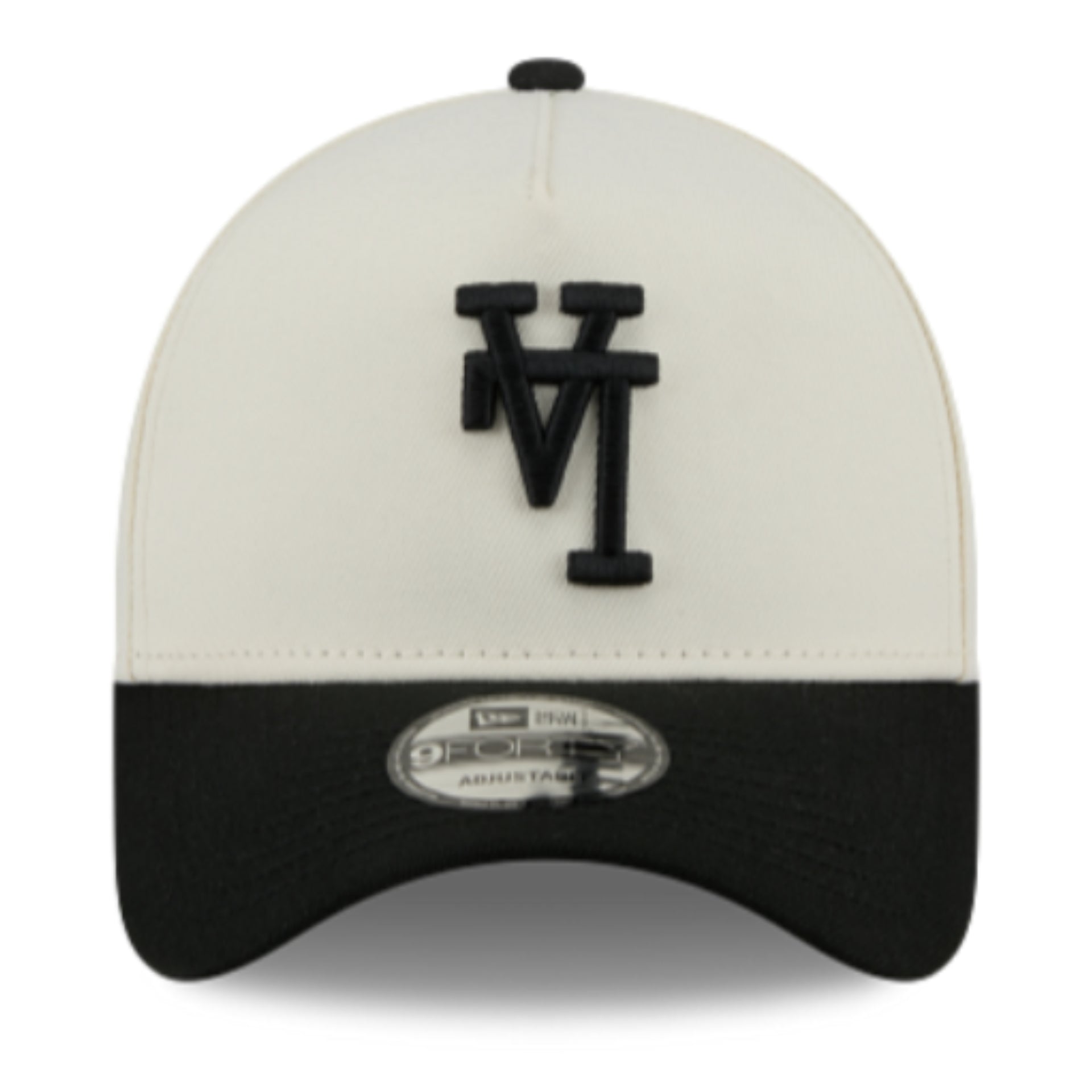 New Era Los Angeles Dodgers WS20 Upside Down Chrome Black 9FORTY A-Frame Snapback front view