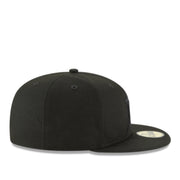 New Era Florida Marlins Cooperstown 59FIFTY Fitted Hat - Black on Black side  view