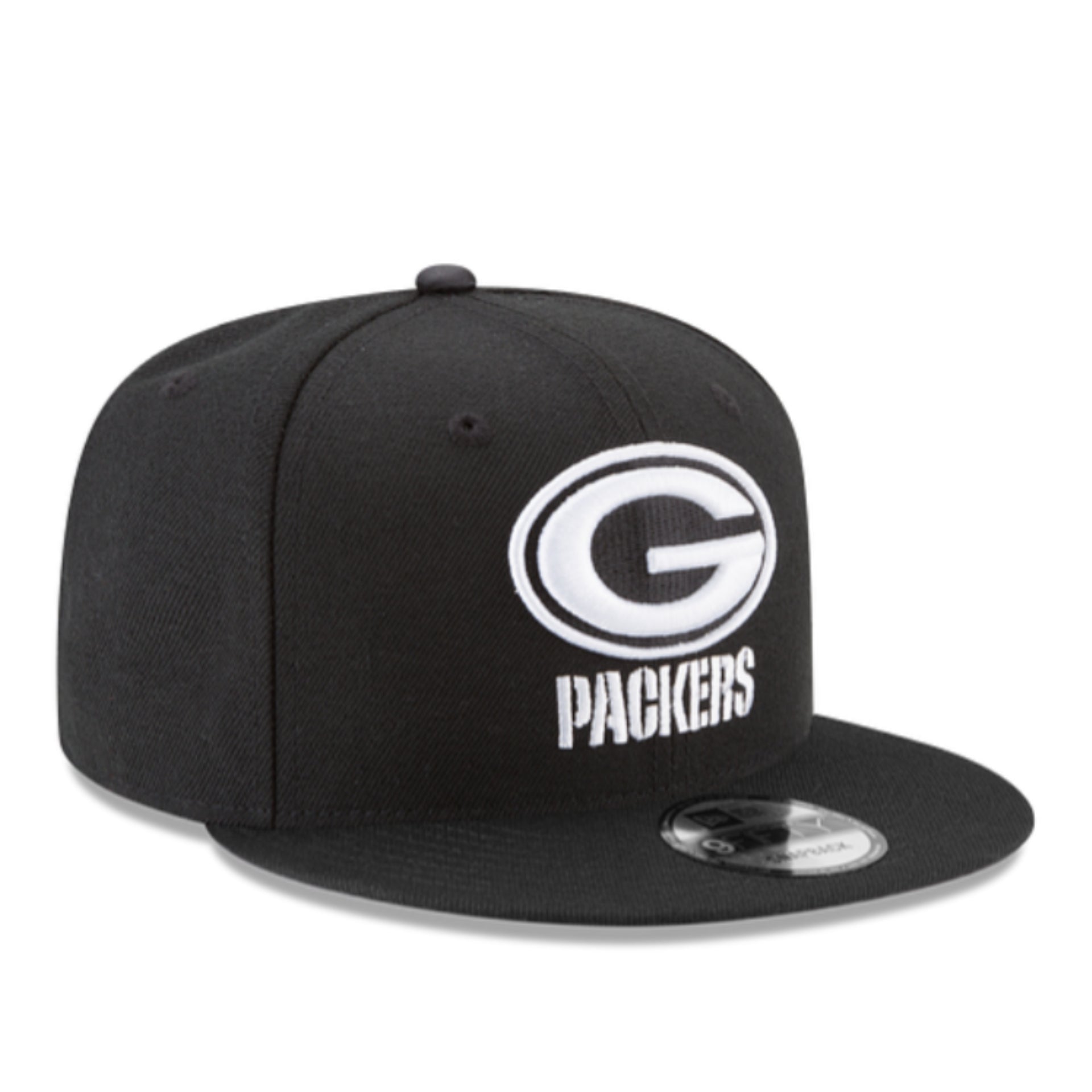 New Era Green Bay Packers G 9FIFTY Snapback Hat Black White front right