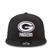 New Era Green Bay Packers G 9FIFTY Snapback Hat Black White front view