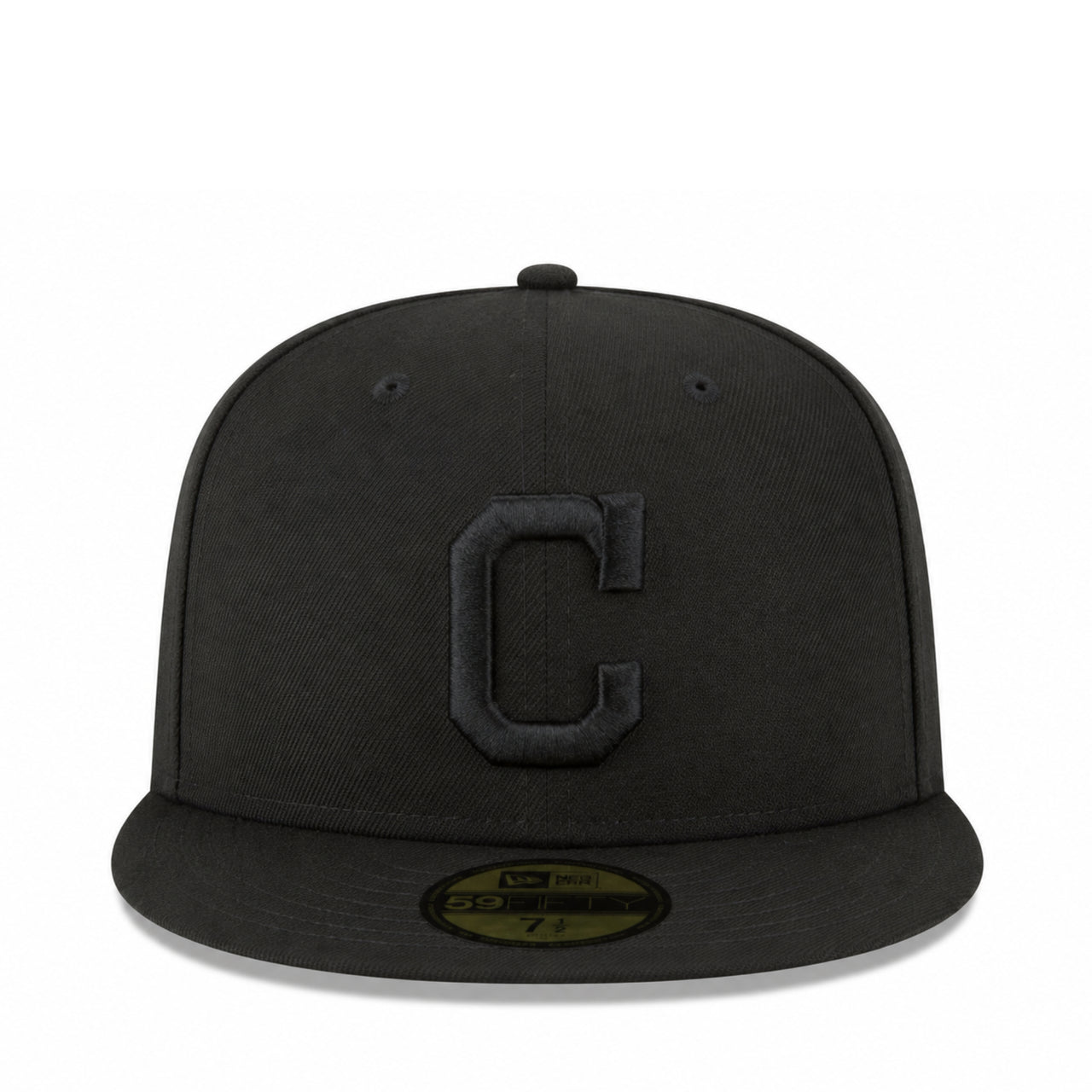 New Era Cleveland Guardians Black on Black 59FIFTY Fitted Hat front