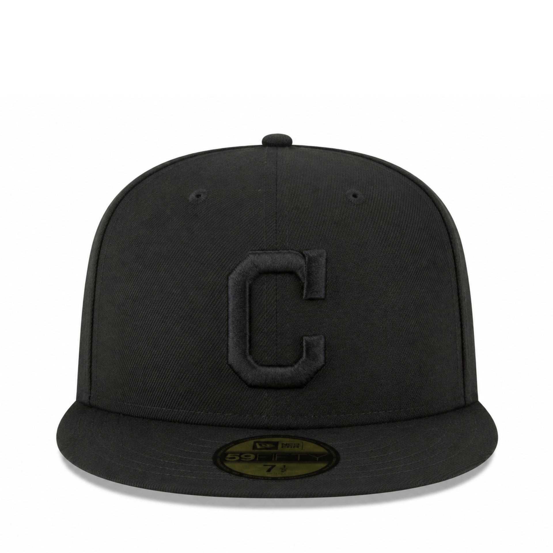New Era Cleveland Guardians Black on Black 59FIFTY Fitted Hat front